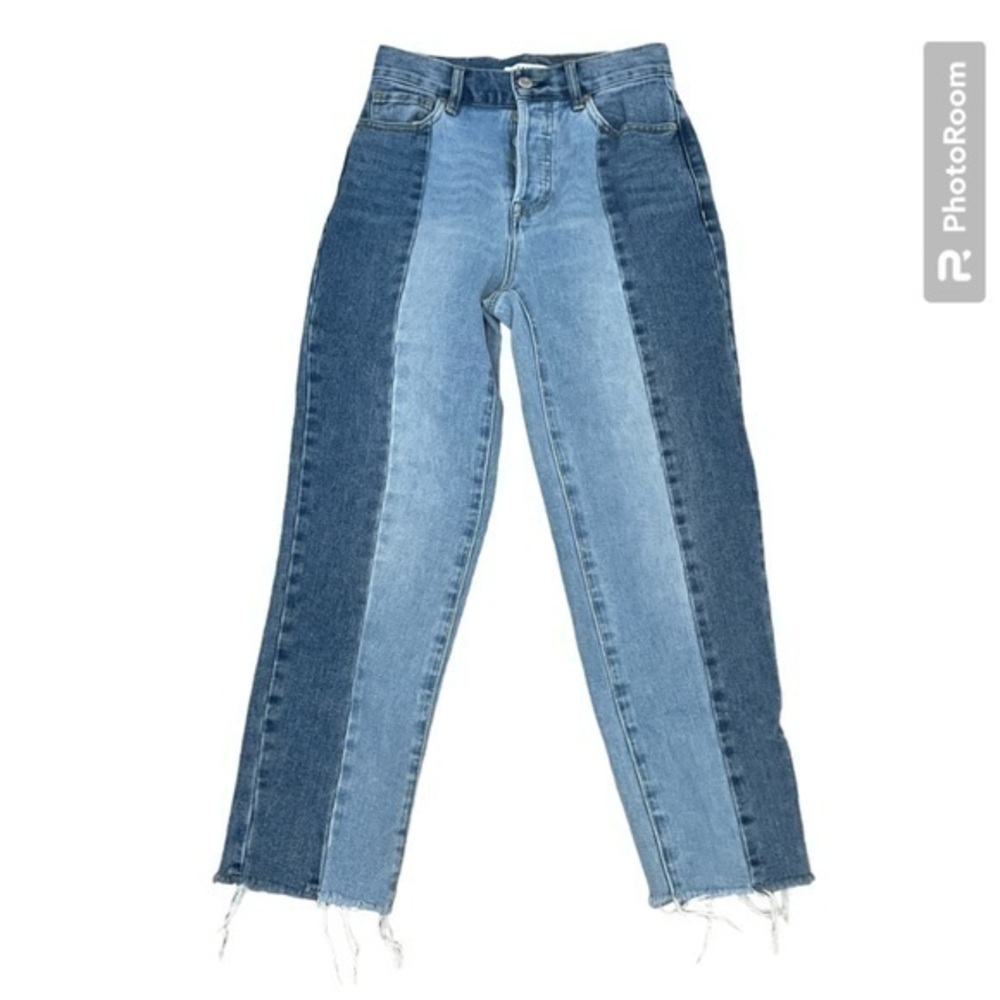 PACSUN HIGH RISE STRAIGHT 2-TONE DENIM JEANS